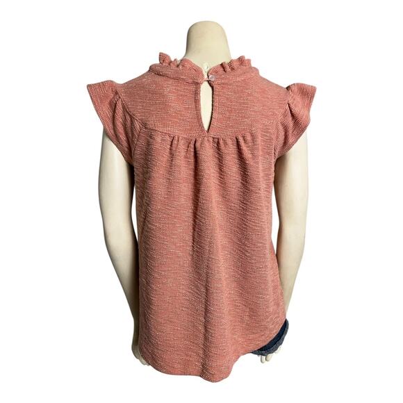 Wishlist Peach High Neck Babydoll Blouse Shirt Top Ruffled S Small Keyhole - Picture 3 of 5